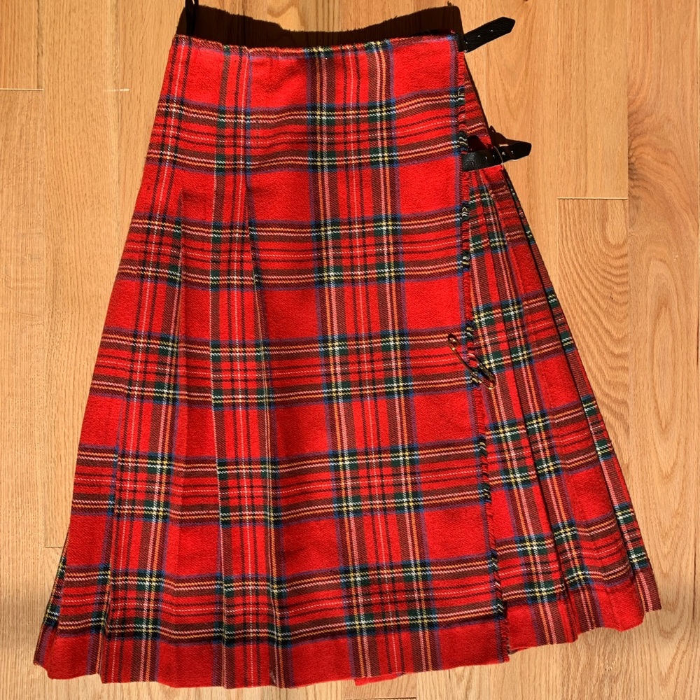 Vintage plaid kilt wool skirt